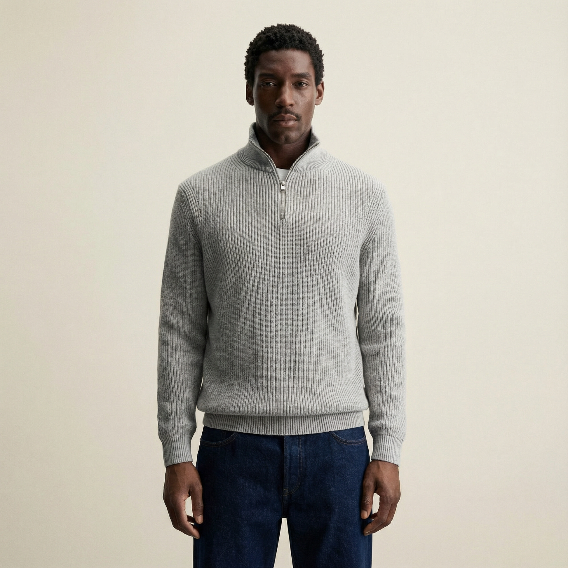 Morelia Pearl‑Knit Zipped Sweater-Ribbed Half‑Zip Winter Knitwear Morelia Pearl‑Knit Zipped Sweater-Ribbed Half‑Zip Winter Knitwear